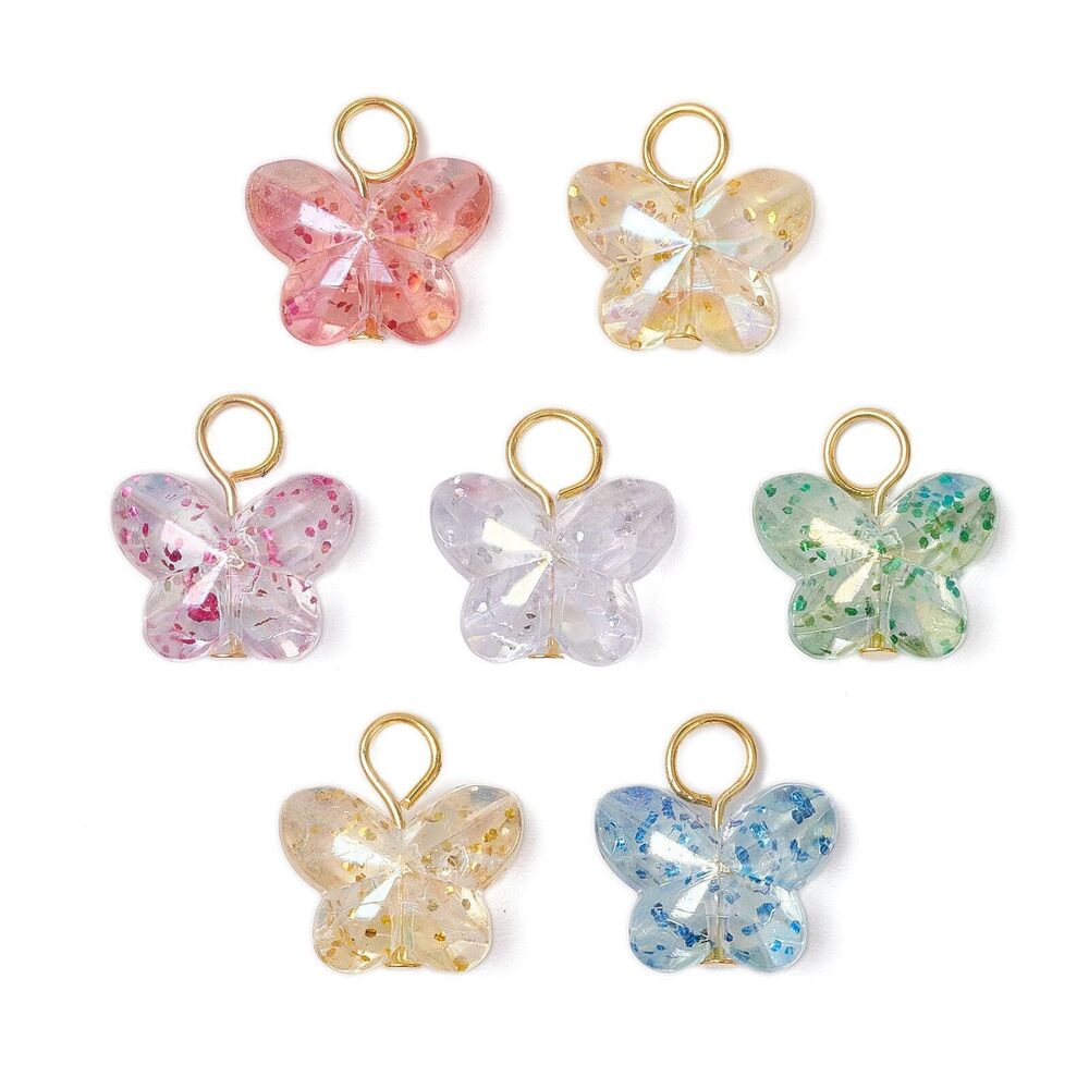 5937 200 pcs Mixed Colors Butterfly Transparent Acrylic Charms Insect